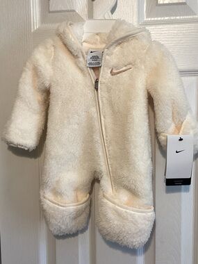 Nike Cream Sherpa Hooded Baby One-Piece Footie